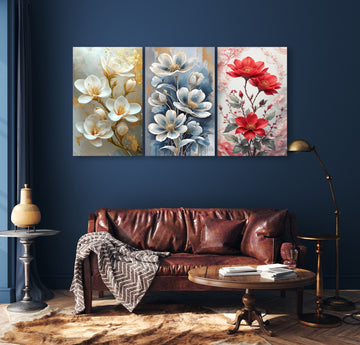 Set Of 3 Flowers Wooden Frames