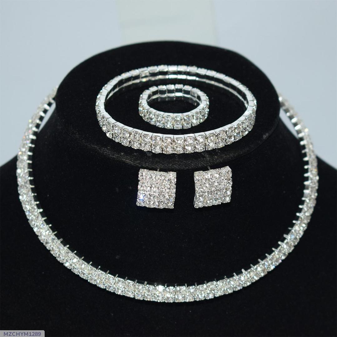 Water Dimond Earrings Braclet Four Pices