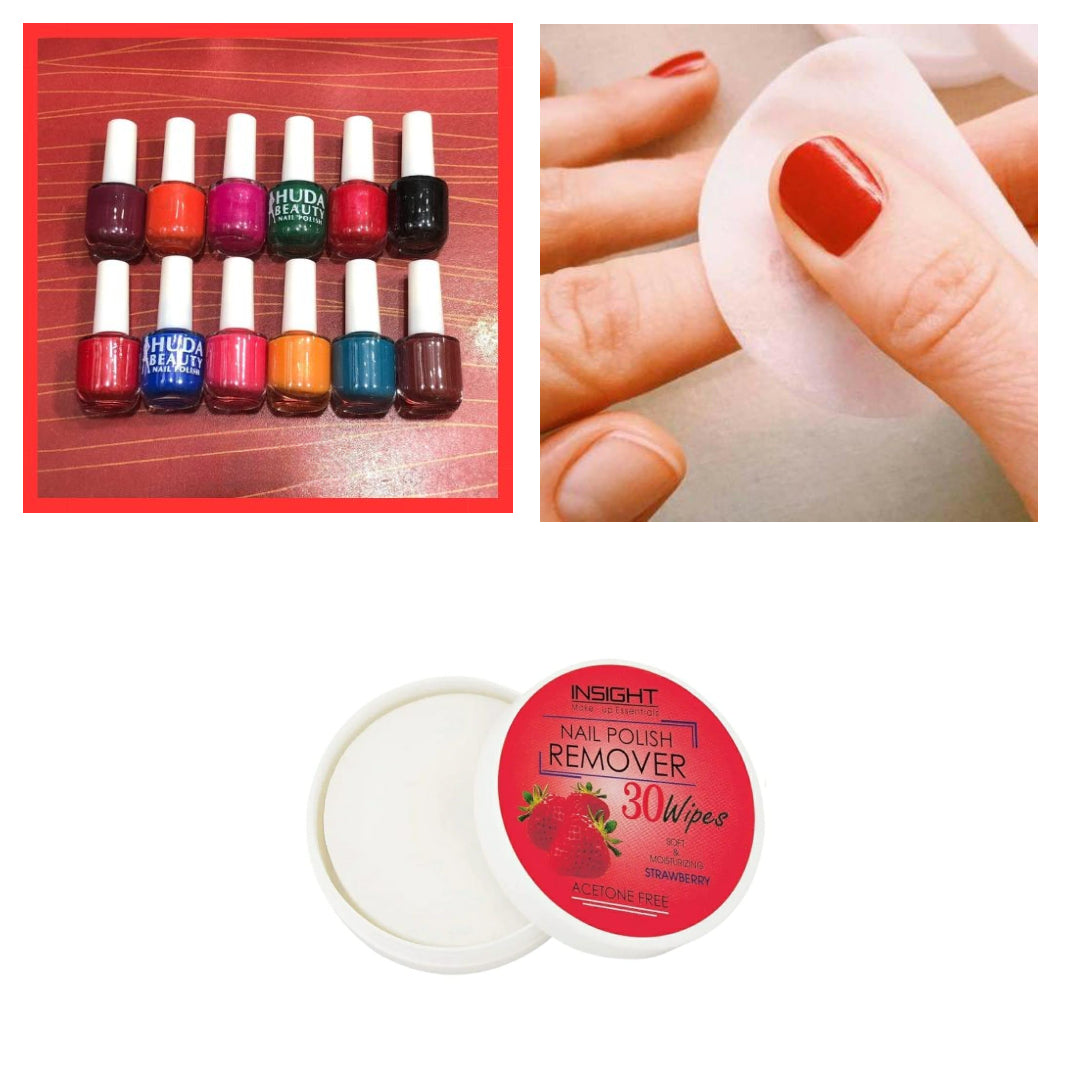 06 Pcs Huda Beauty Nail Paint With Free Nail Polish Remover