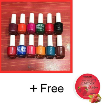 06 Pcs Huda Beauty Nail Paint With Free Nail Polish Remover