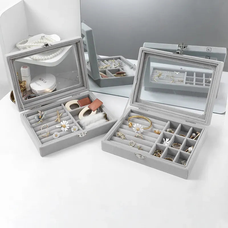 Glass Cover Jewelry Ring Display Box
